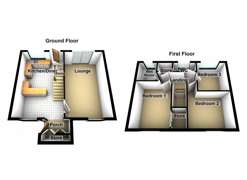 Floorplans For Stella Croft, Chelmsley Wood, Birmingham